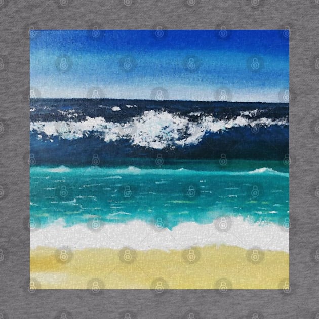 Beach Blue Waves Digital Oil Painting by Glenn Landas Digital Art